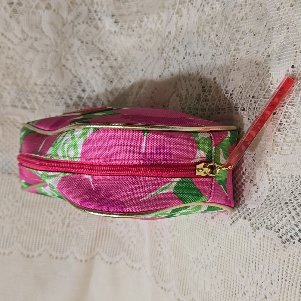 Lilly Pulitzer For Estee Lauder Makeup Bag Pink and Green Floral Bag - Picture 5 of 6